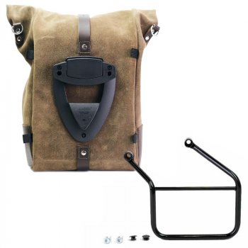 Waxed suede side pannier Pure + Left Frame Honda CL