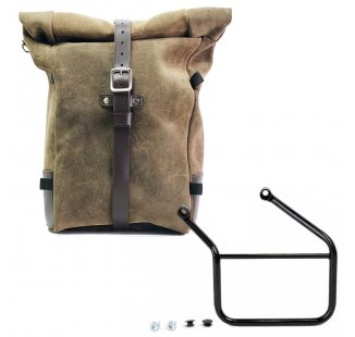 Waxed suede side pannier Pure + Left Frame Honda CL