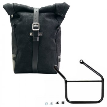 Waxed suede side pannier Pure + Left Frame Honda CL