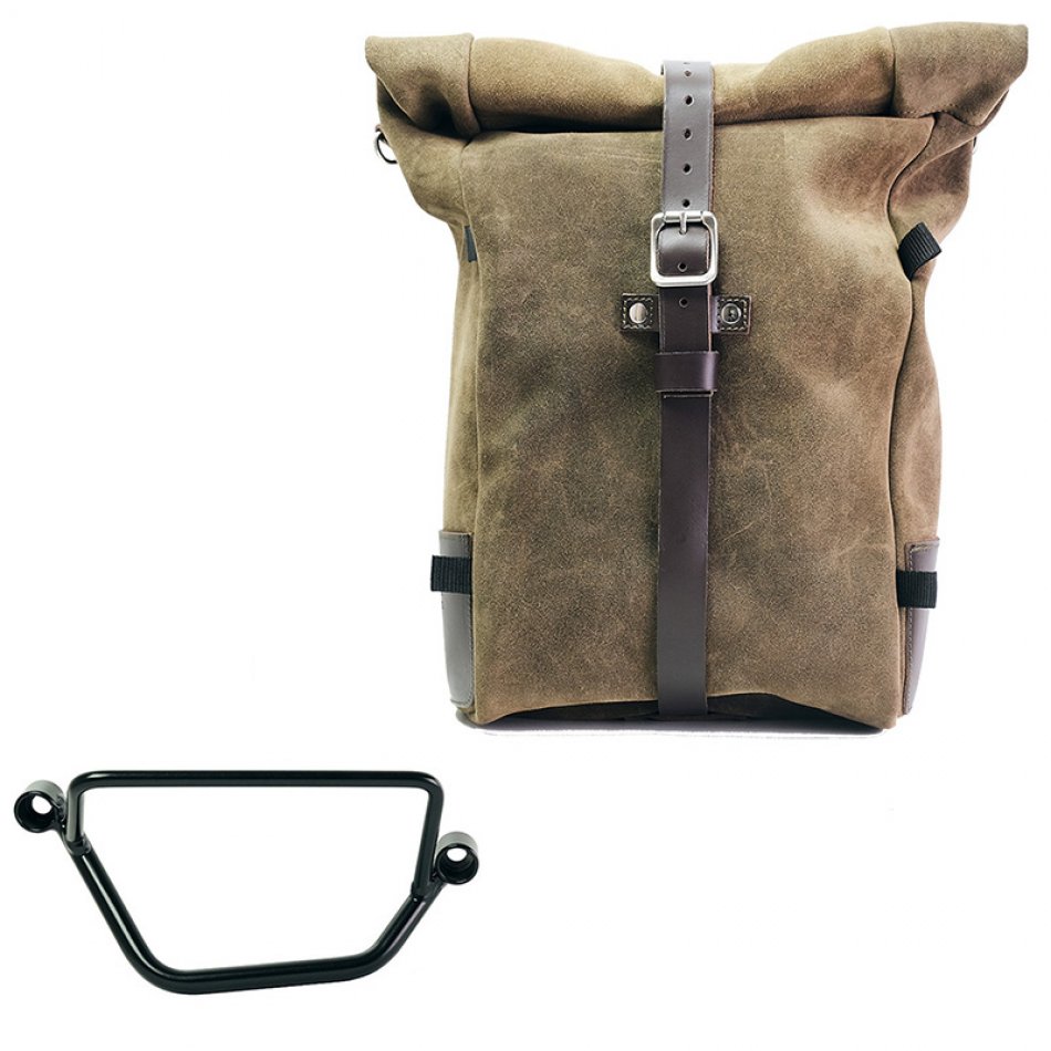 Waxed suede side pannier Pure + Right Frame Honda GB350S
