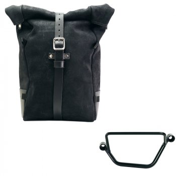 Waxed suede side pannier Pure + Left Frame Honda GB350S