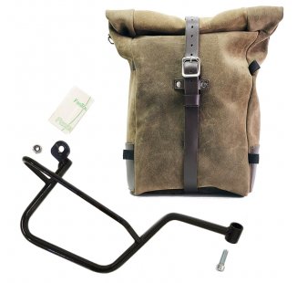 Waxed suede side pannier Pure + Right Frame Moto Guzzi V7