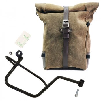 Waxed suede side pannier Pure + Right Frame Moto Guzzi V7