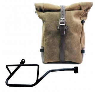 Waxed suede side pannier Pure + Right Frame Moto Guzzi V7 EURO5