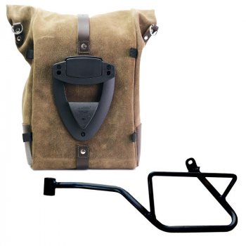 Waxed suede side pannier Pure + Left Frame Moto Guzzi V7 EURO5