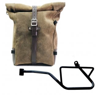 Waxed suede side pannier Pure + Left Frame Moto Guzzi V7 EURO5