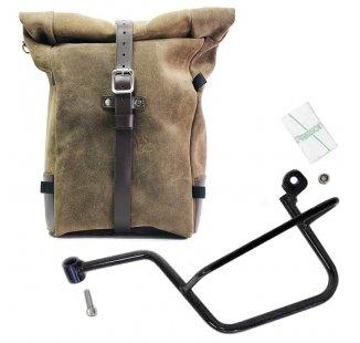 Waxed suede side pannier Pure + Left Frame Moto Guzzi V7