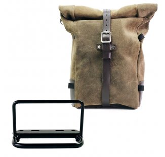 Waxed suede side pannier Pure + Royal Enfield subframe Bear 650