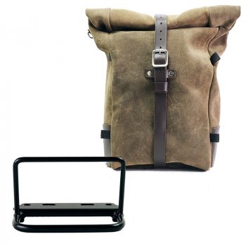Waxed suede side pannier Pure + Royal Enfield subframe Bear 650