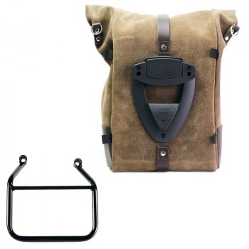 Waxed suede side pannier Pure + Right subframe Triumph Scrambler 400 X (Only compatible with our low exhaust code: 4206Low)