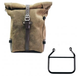 Waxed suede side pannier Pure + Left Subframe Triumph Scrambler 400 X