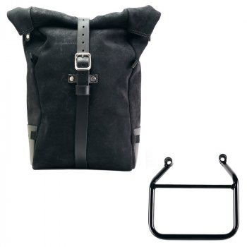 Waxed suede side pannier Pure + Left Subframe Triumph Scrambler 400 X