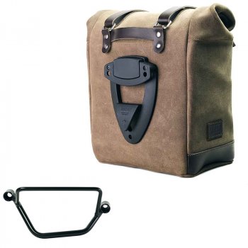 Waxed suede side pannier Scram 22L-30L  + Right Frame Honda GB350S