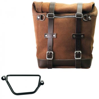 Waxed suede side pannier Scram 22L-30L  + Right Frame Honda GB350S