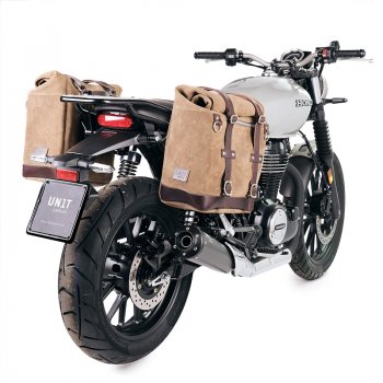 Waxed suede side pannier Scram 22L-30L  + Right Frame Honda GB350S