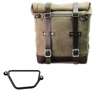 Waxed suede side pannier Scram 22L-30L  + Right Frame Honda GB350S