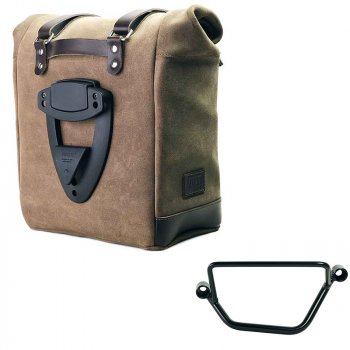 Waxed suede side pannier Scram 22L-30L  + Left Frame Honda GB350S