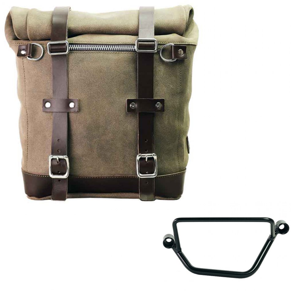 Waxed suede side pannier Scram 22L-30L  + Left Frame Honda GB350S