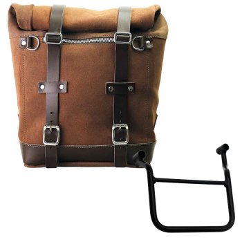 Waxed suede side pannier Scram 22L-30L  + Left Frame Honda Transalp 750 (2023 until now)