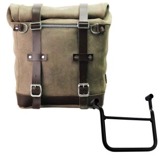 Waxed suede side pannier Scram 22L-30L  + Left Frame Honda Transalp 750 (2023 until now)