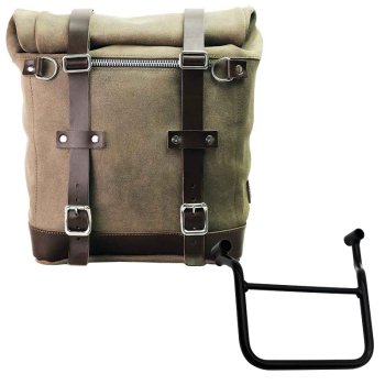 Waxed suede side pannier Scram 22L-30L  + Left Frame Honda Transalp 750 (2023 until now)