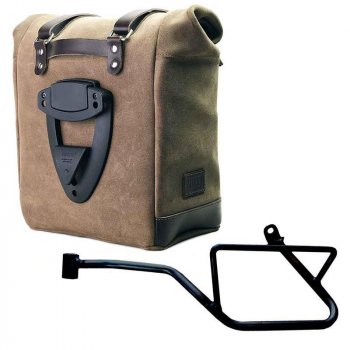 Waxed suede side pannier Scram 22L-30L  + Left Frame Moto Guzzi V7 EURO5 PLUS (2025 until now)
