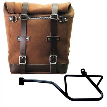 Waxed suede side pannier Scram 22L-30L  + Left Frame Moto Guzzi V7 EURO5 PLUS (2025 until now)