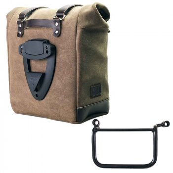 Waxed suede side pannier Scram 22L-30L  + Left Frame Royal Enfield Himalayan 450 (2024 until now)