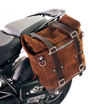 Waxed suede side pannier Scram 22L-30L  + Left Frame Royal Enfield Himalayan 450 (2024 until now)