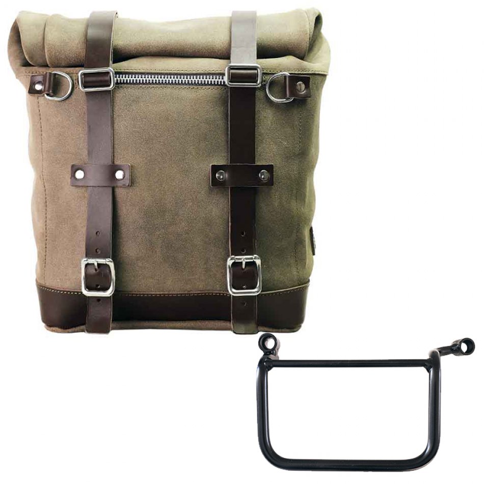 Waxed suede side pannier Scram 22L-30L  + Left Frame Royal Enfield Himalayan 450 (2024 until now)