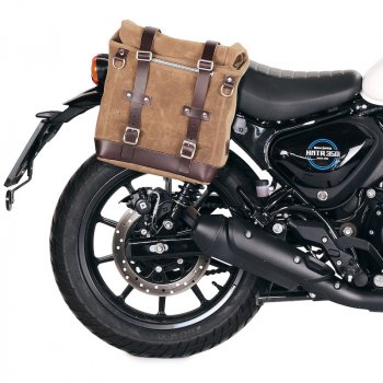 Waxed suede side pannier Scram 22L-30L  + Right Frame Royal Enfield Hunter 350