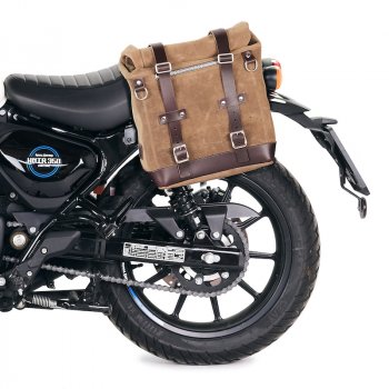 Waxed suede side pannier Scram 22L-30L  + Left Frame Royal Enfield Hunter 350