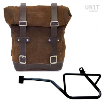 Waxed Suede Side Pannier + Left Subframe Guzzi V7.850