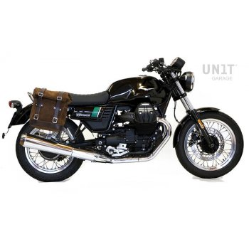 Waxed Suede Side Pannier + Subframe Guzzi V7 DX