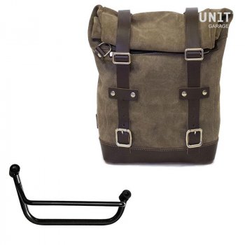 Waxed Suede Side Pannier + Right Subframe Guzzi V85 TT