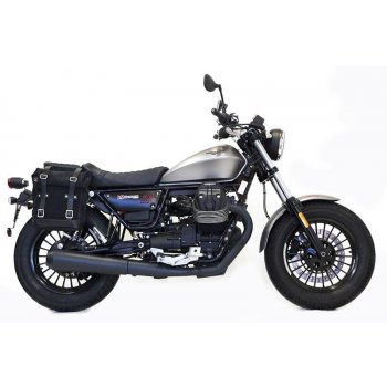 Waxed Suede Side Pannier + Subframe Guzzi V9 Bobber