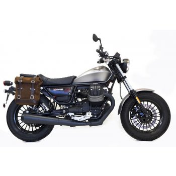 Waxed Suede Side Pannier + Subframe Guzzi V9 Bobber