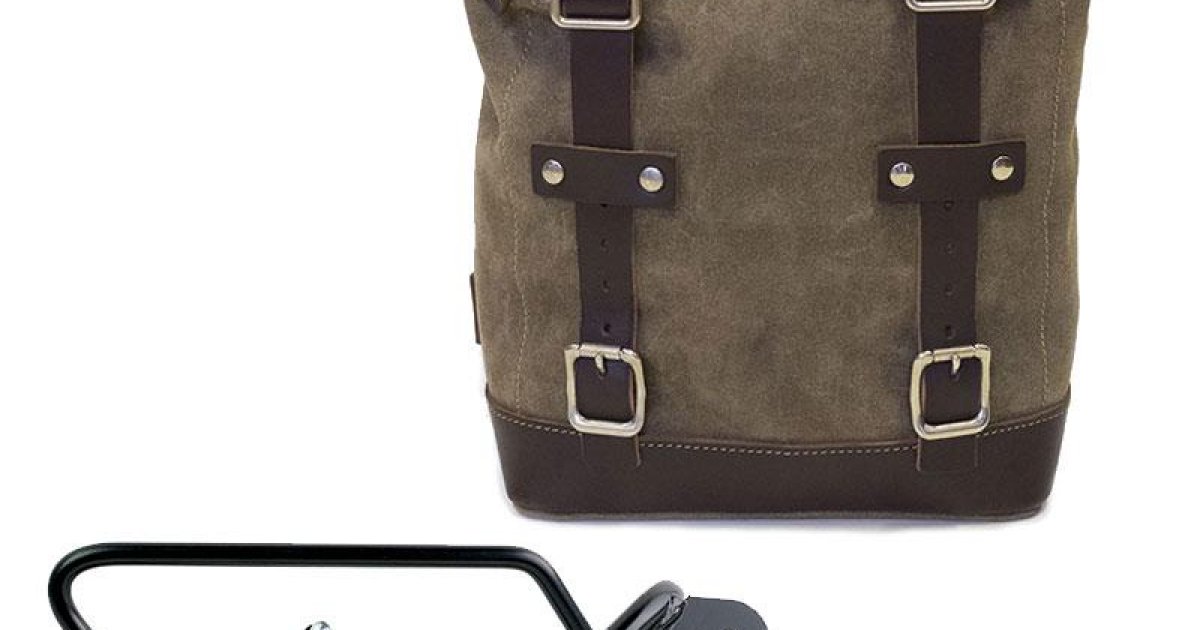 U*I様 attachment suede leather single rid Waxed Suede Side Pannier + Right Subframe Guzzi V9 Bobber