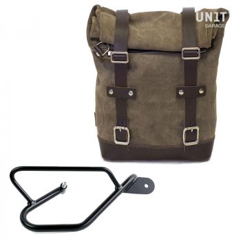 Waxed Suede Side Pannier + Right Subframe Guzzi V9 Bobber