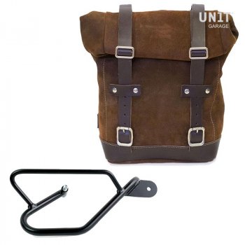 Waxed Suede Side Pannier + Right Subframe Guzzi V9 Bobber