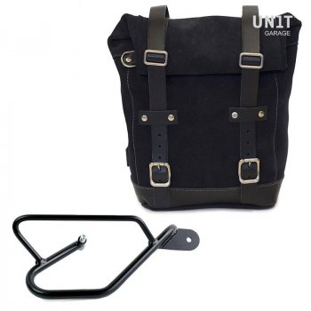 Waxed Suede Side Pannier + Right Subframe Guzzi V9 Bobber