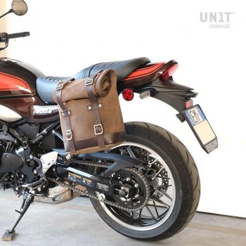 Waxed Suede Side Pannier + Left Subframe Kawasaki Z900RS