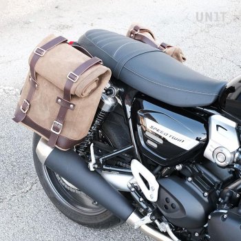 Waxed Suede Side Pannier + Right Subframe Triumph Speed Twin