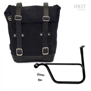 Waxed Suede Side Pannier + Left Subframe Triumph Speed Twin