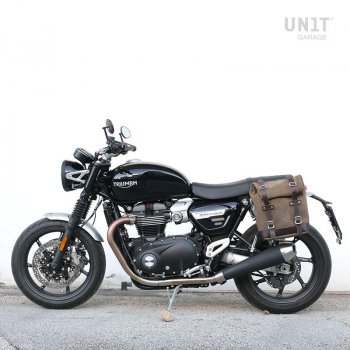 Waxed Suede Side Pannier + Left Subframe Triumph Speed Twin