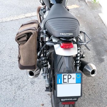 Waxed Suede Side Pannier + Left Subframe Triumph Speed Twin