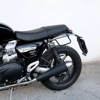 Waxed Suede Side Pannier + Left Subframe Triumph Speed Twin
