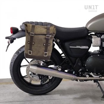 Waxed Suede Side Pannier + Right Subframe Triumph Street Twin 900 (2016 until now)