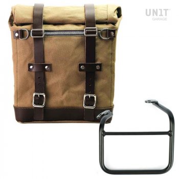 Canvas Side Pannier Scram 22L-30L +Left frame for Ducati Scrambler 1100 with double exhaust on the right