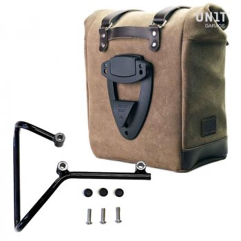 Waxed suede side pannier Scram 22L-30L + Subframe husqvarna svartpilen 701